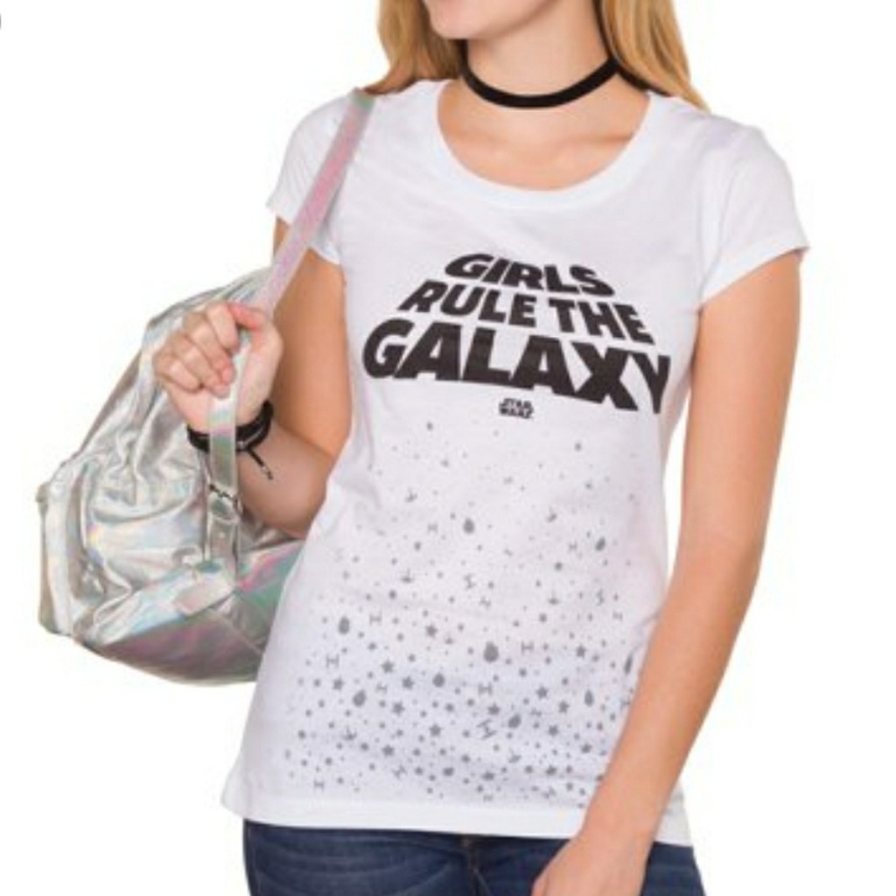 STAR WARS womens Girls Rule Galaxy T-SHIRT